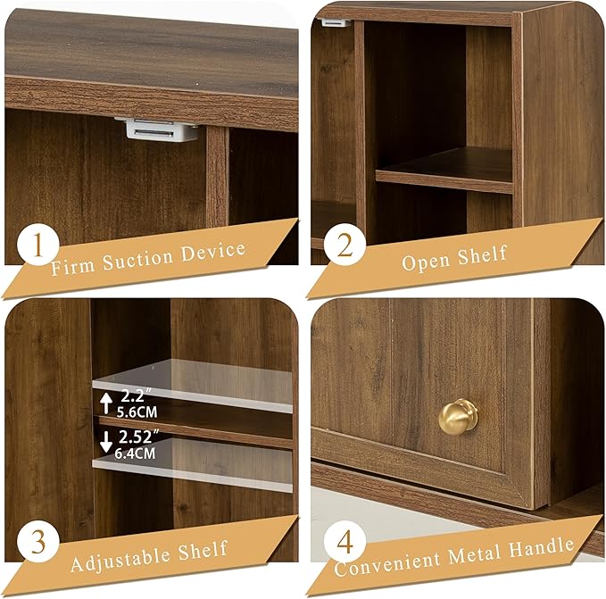 Bathroom Wall Cabinet Set of 2, Small Wall Cabinet Over Toilet with Door and Adjustable Shelf, Rustic Medicine Cabinet for Kitchen, Garage, Livingroom, Laundry Room (Brown, 2 PCS)