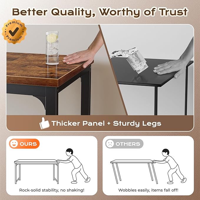 Huuger 63 x 24 inch Desk with Power Outlets & USB-C, Deeper & Thicker Desktop, Robust Metal Tubes, Computer Desk, Heavy Duty Office Desk, Work Gaming Desk, for Home Office, Rustic Brown