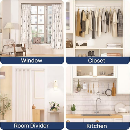 ENJOYBASICS Shower Curtain Rod 30 to 76 Inches, Stainless Steel Adjustable Spring Tension Rods No Drill for Bathroom, Closet, Window, Room Divider, Never Rust, Non Slip, Nickel