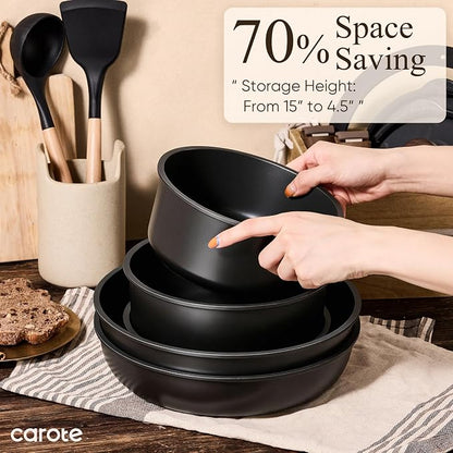 CAROTE 23pcs Pots and Pans Set Non Stick with Detachable Handle, Nonstick Cookware Sets, Kitchen Cooking Set - Camping Cookware, Oven/Dishwasher Safe, Induction Compatible