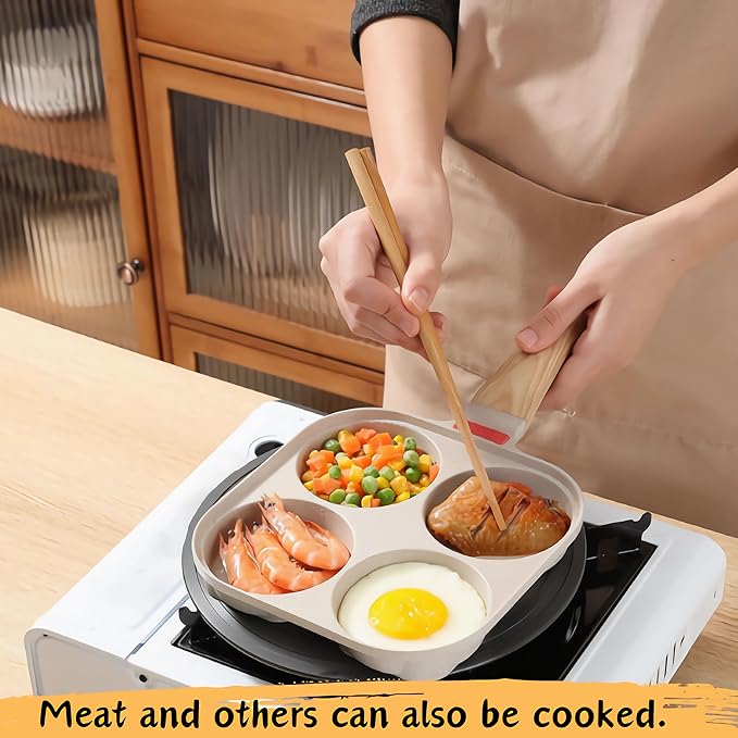 Egg Pan 4 Cup Nonstick Frying Omelette Pan No Lid Breakfast Skillet for Eggs Pancake White