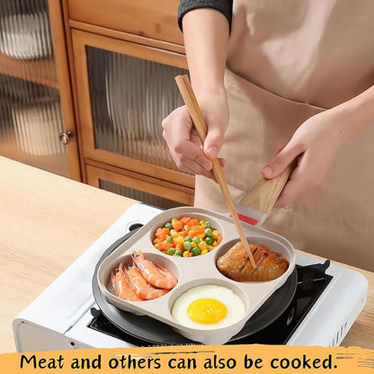 Egg Pan 4 Cup Nonstick Frying Omelette Pan No Lid Breakfast Skillet for Eggs Pancake White