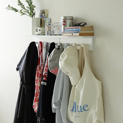 Entrance Coat Rack ，Coat Hooks, Wall-Mounted Wooden Hook Rack, Wall-Mounted Shelves are Very Suitable (White Color Finish—A-1)