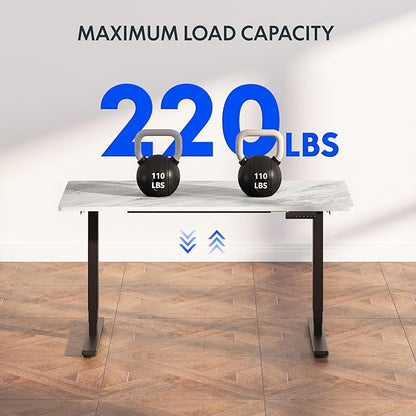 FLEXISPOT E6 3-Stage Dual Motor Electric Standing Desk 55 x 28 Sit Stand Up Desk, Holds 220 lbs, Adjustable Height w/Memory Presets, One-Piece Marble Grey Desktop & Black Frame, Ships in 2 Boxes