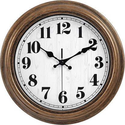 45MinST 12 Inches Retro Wall Clock, Silent Non Ticking Battery Operated Movement, Decor for Home/Wall Decor, Easy to Read, Decorate for Bedroom Living Room Office(Bronze)