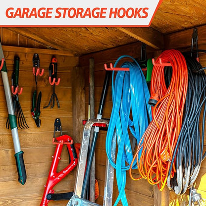 20 Pack Heavy Duty Garage Hooks,Solid Steel Wall Mount Hangers,with Anti-Slip Coating,for Hanging and Organising Ladder,Bike,Ropes,Broom,Garden,Yard and Power Tools