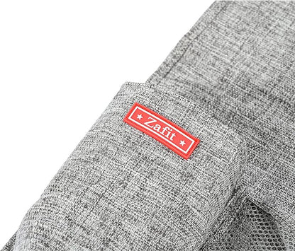 Zafit Linen 5 Pockets Bedside Caddy, Bedside Storage Organizer with Water Bottle Holder for Magazine, Remotes, Phone (Grey)