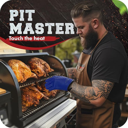 KITCHEN PERFECTION S Silicone Smoker Oven Gloves -Extreme Heat Resistant BBQ Gloves -Handle Hot Food Right on Your Grill Fryer Pit|Waterproof Oven Mitts |Superior Value Set+3 Bonuses