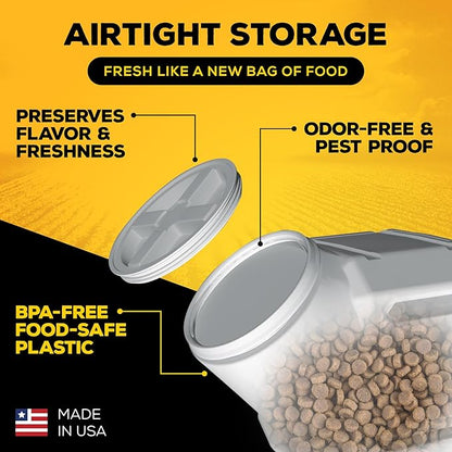 Vittles Vault Traditional Pet Food Storage Container For Dog Kibbles/Bird Seed/Oatmeal/Rice/Flour/Cereal, BPA Free Plastic, Sealed Airtight For Cat Food, Up To 60 lb, Made in USA, With Scoop, Gray