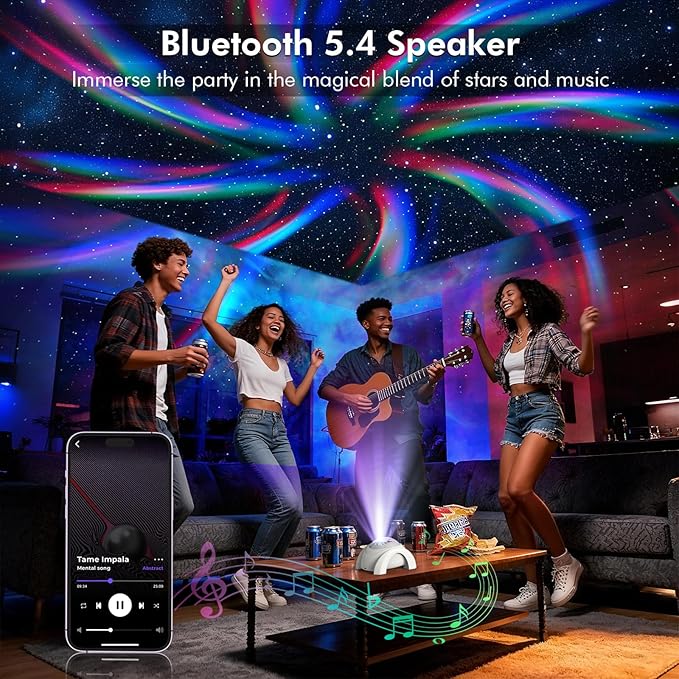 Rossetta Dual Lens Galaxy Projector, Star Projector for Bedroom with White Noise & Bluetooth Speaker, Remote, Timer, Aurora & Nebula Night Light for Room Decor, Party, Yoga, Gifts for Kids Adult Teen