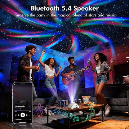 Rossetta Dual Lens Galaxy Projector, Star Projector for Bedroom with White Noise & Bluetooth Speaker, Remote, Timer, Aurora & Nebula Night Light for Room Decor, Party, Yoga, Gifts for Kids Adult Teen
