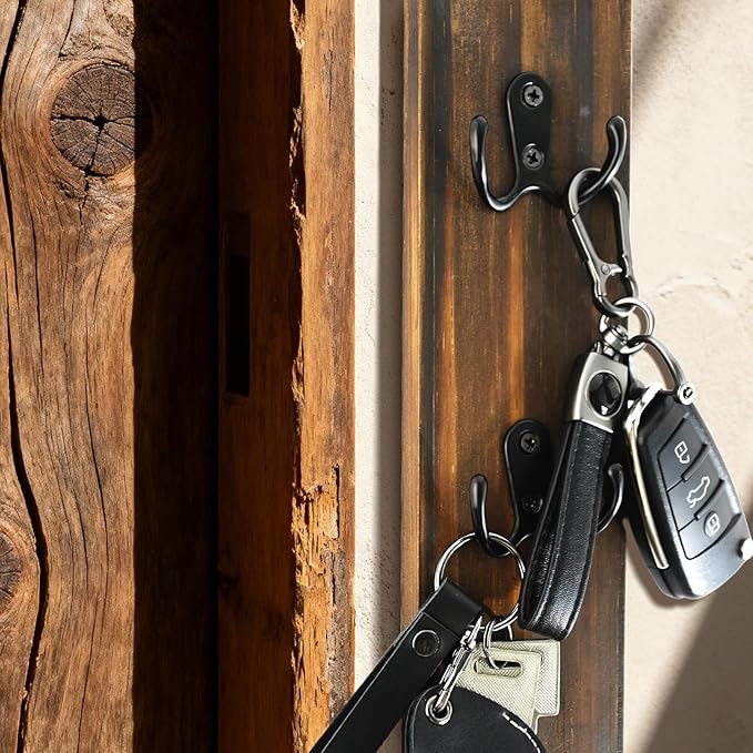 Small Vertical Key Holder for Wall Mounted Vertical Wooden Key Rack Organizer with Hooks for Home and Garage Entrances, Space-Saving Storage for Keys