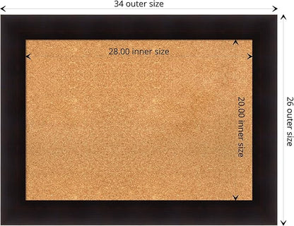 Amanti Art Natural Cork Board for Wall, 26x34 Vision Board with Brown Wood Frame, Medium Corkboard Office Decor for Home Organization, Rustic Farmhouse Corkboard Pinboard to display items for home