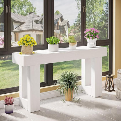 Tribesigns 63-Inch Long Console Table, Wooden Rectangular Sofa Table Behind The Couch, Farmhouse Entryway Table for Entrance, Hallway, Living Room (White)