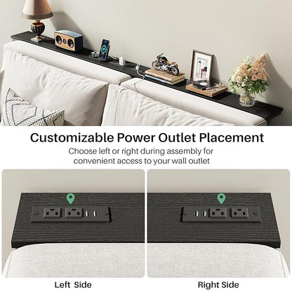 Kitstorack 2-Pack Black Narrow Console Table Behind Couch, Adjustable Height (25"-33") & 2 Power Outlets, Skinny Entryway Sofa Table 5.9" Deep x 79" Long, Split Design for Separate Use