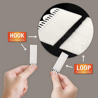20-Pairs(40 Strips) XL Picture Hanging Strips, Removable Hook and Loop Tape, Picture Hanger Damage Free, Adhesive Strips for Frame Hanging and Christmas Decorations, Heavy Duty