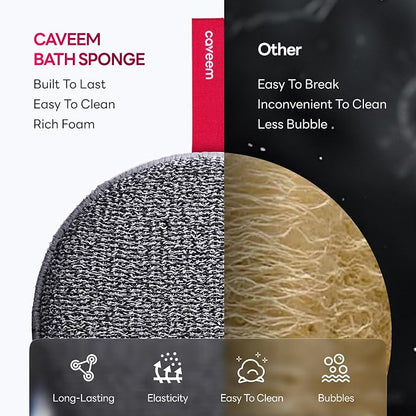 Caveem Exfoliating Body Scrubber, Bath and Body Scrub Buffer, Body Exfoliator for Remove Dead Skin, Gentle and Rough Lightweight Sponge for Shower (2 Pack)