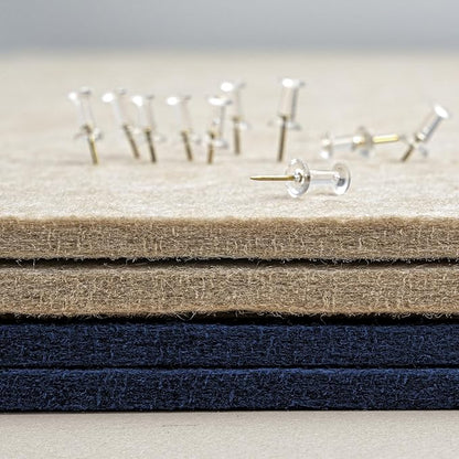 Bulletin Board, 24 x 18 inches Felt Board Decorative Pin Board, Cork Board Alternative for Wall, Foldable Photo Board Self-Adhesive Vision Board with 20 Pushpins - Dark Blue