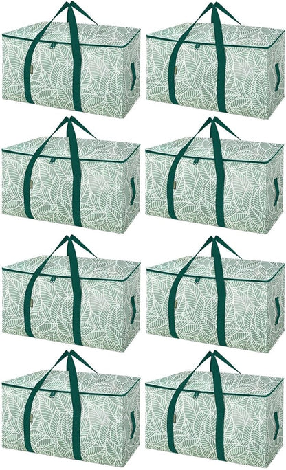 BALEINE 8-Pack Oversized Moving Bags with Reinforced Handles, Heavy-Duty Storage Tote for Clothes, Moving Supplies (Antique Folidage, 8-Pack)