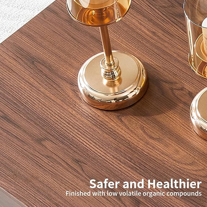 LKTART 43.3" Coffee Table with Storage, 2-Tier Mid Century Rectangular Accent Table with Thick Tabletop, Rustic Style Cocktail, Center Table for Living Room, Office, Apartment (Walnut)