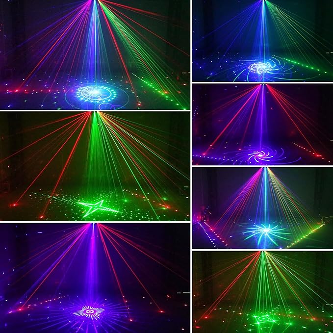9 Eyes DJ Disco Light, RGB Party Stage Lights by Remote and DMX512 Control, Sound Activated LED Pattern Strobe Lights for Parties Live Light Show Xmas Bar Club Disco Dancing (9 Eyes Lights)
