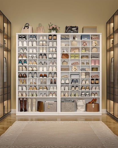 Hzuaneri 11 Tiers Shoe Storage Cabinet, Tall Shoes Cabinet with Cubby, Freestanding Wooden Shoe Organizer, 40-44 Pairs, Shoes Cubby Organizer for Entryway, Bedroom, White SR59303X