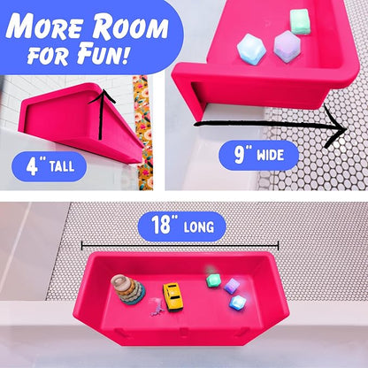 Tub Topper® Mini Bathtub Splash Guard for Kids - Compact Bath Splash Guard & Tub Play Shelf - Easy to Remove, Store & Clean - Patented Lip Design, Non-Silicone, BPA-Free, Made in USA (Pink)
