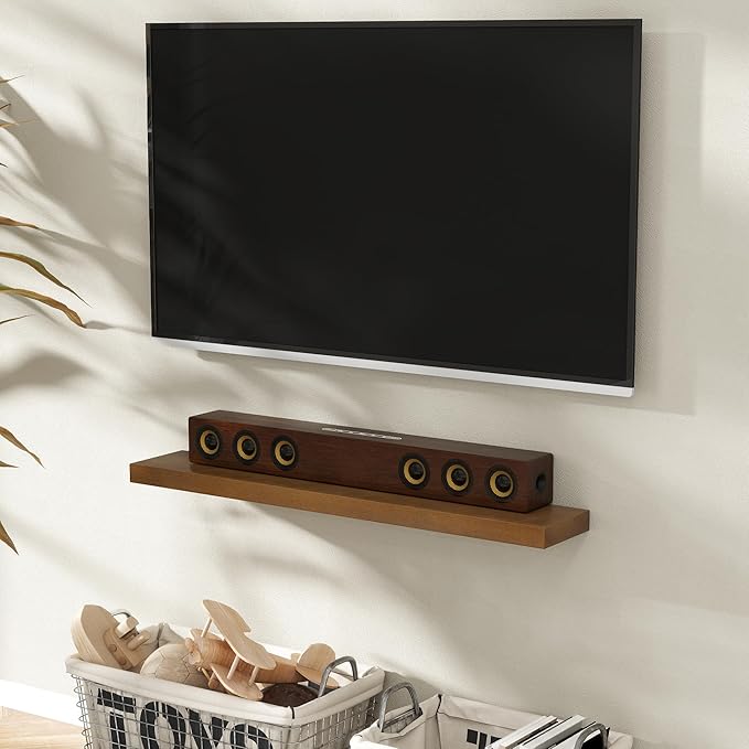 Marsmiles 48 Inch Wood Floating Shelves | Rustic Dark Wood Wall Shelves Set of 1 | 48" W x 7.7" D x 1.6" H Wooden Shelves for Bathroom Living Room Kitchen