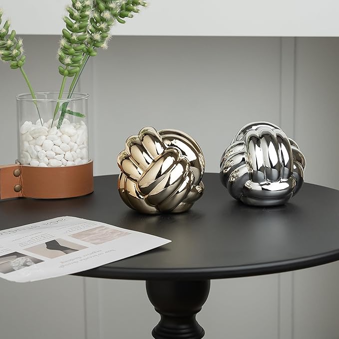 Small Gold Knot Decor, Chain Link Decor, Coffee Table Decor, Book Shelf Decor, Entry Table Decor, Aesthetic Minimalist Decorative Objects for Modern Home Living Room, Desk Decor for Office (Golden)