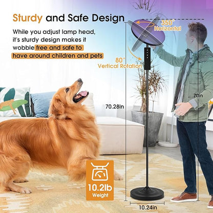 30W/2600LM Bright Floor Lamp with Remote Control, RGB Color Changing Torchiere Floor Lamp, Stepless Adjust Color Temperatures and Brightness for Bedroom and Play Room