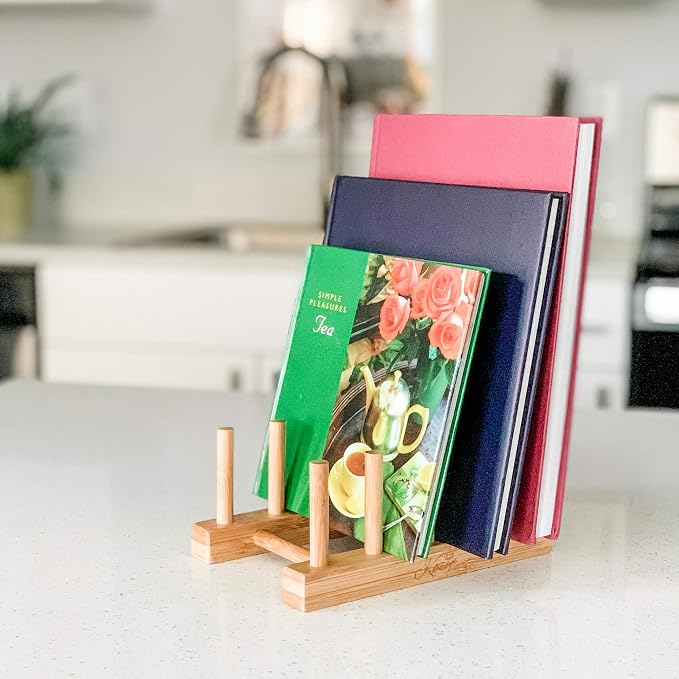 KOZY Dish Drying Rack Handmade Dishware Plate Holder Natural Bamboo Drainer Stand - Wooden Finish- Holds Plates Bowls Mugs Cups Cutting Board (Natural Bamboo- Plate Holder)
