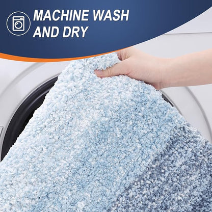 OLANLY Large Bathroom Rugs Mat 70x46, Extra Soft Absorbent Microfiber Bath Rugs, Rubber Backing, Quick Dry, Machine Washable Bath Mats for Bathroom Floor, Tub and Shower, Home Decor Accessories, Blue