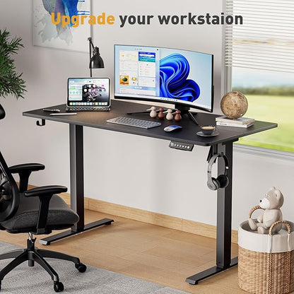 55 x 24 Inch Electric Standing Desk Adjustable Height, Sit Stand Desk, Stand up Desk for Home Office, Computer Workstation (Spliced Desktop,Black)