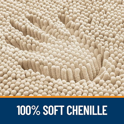 OLANLY Bathroom Rugs 30x18, Extra Soft Absorbent Chenille Bath Rugs, Rubber Backing Quick Dry, Machine Washable Bath Mats for Bathroom Floor, Tub and Shower, Home Decor Accessories, Beige