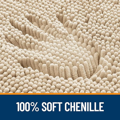 OLANLY Bathroom Runner Rugs 59x24, Extra Soft Absorbent Chenille Bath Rugs, Rubber Backing Quick Dry, Machine Washable Long Bath Mats for Bathroom Floor, Tub and Shower, Home Decor Accessories, Beige