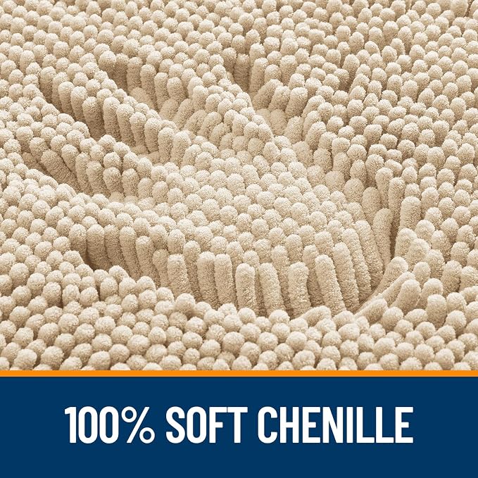 OLANLY Large Bathroom Rugs 50x30, Extra Soft Absorbent Chenille Bath Rugs, Rubber Backing Quick Dry, Machine Washable Bath Mats for Bathroom Floor, Tub and Shower, Home Decor Accessories, Beige