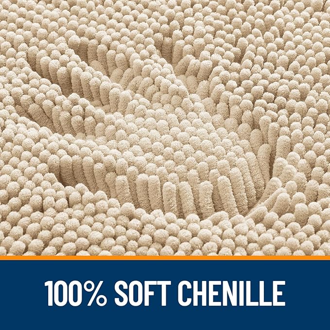 OLANLY Large Bathroom Rugs 45x27, Extra Soft Absorbent Chenille Bath Rugs, Rubber Backing Quick Dry, Machine Washable Bath Mats for Bathroom Floor, Tub and Shower, Home Decor Accessories, Beige