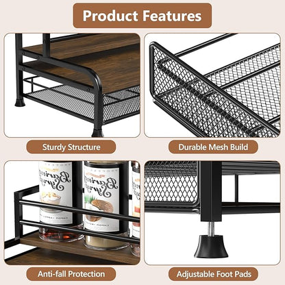 Coffee Syrup Rack Organizer, 3-Tier 8 Bottles Syrup Rack with 35 K Cup Storage Basket for Coffee Bar, Countertop Bottle Holder Stand for Wine, Dressing for Kitchen Cafe Station