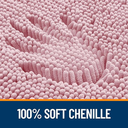 OLANLY Bathroom Rugs 30x18, Extra Soft Absorbent Chenille Bath Rugs, Rubber Backing Quick Dry, Machine Washable Bath Mats for Bathroom Floor, Tub and Shower, Home Decor Accessories, Dusty Rose