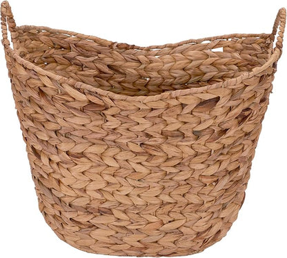 Household Essentials ML-4002 Tall Water Hyacinth Wicker Basket with Handles | Natural, Brown, Natural
