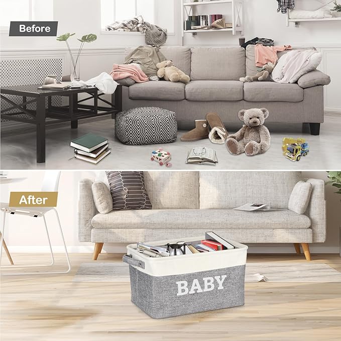 Lukeline Large Gift Basket Empty 15.5 x 11.6 x 9.4, Baby Storage Basket Shower Gifts for for Newborn Baby Essentials, Diaper Caddy Organizer with Handles, Decorative Baskets for Home Decor Shelves