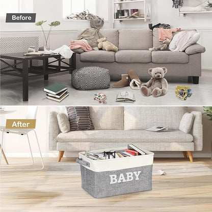 Lukeline Large Gift Basket Empty 15.5 x 11.6 x 9.4, Baby Storage Basket Shower Gifts for for Newborn Baby Essentials, Diaper Caddy Organizer with Handles, Decorative Baskets for Home Decor Shelves