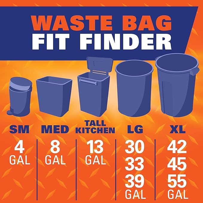 Hefty Ultra Strong Trash Bags,Black Tall Kitchen Trash Bags 13 Gallon Size,Break Resistant Drawstring Enclosure,Continuous Odor Control,Blackout,Clean Burst Scent,110 Count,(Pack of 3)