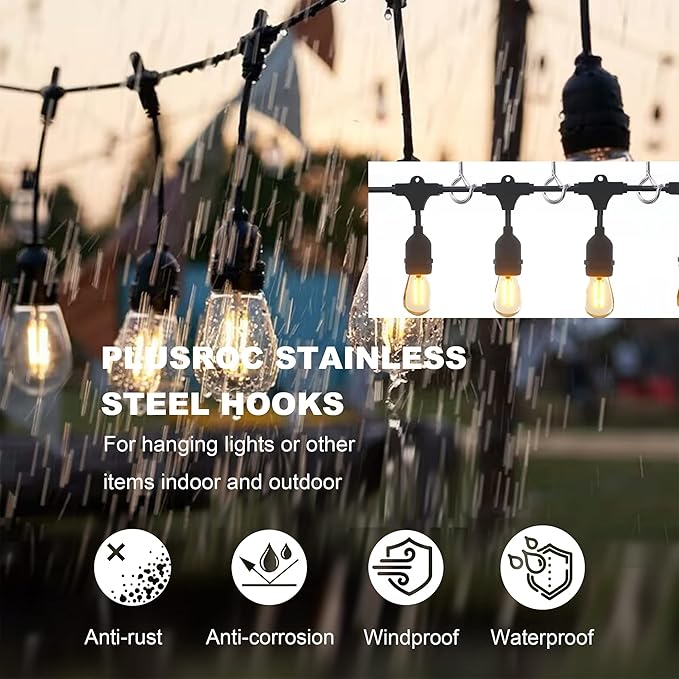 PlusRoc 20 Pack Screw Hooks for Hanging Christmas Lights Outdoor Seasonal Lighting, Heavy Duty 2.2 Inch Eye Hook Screw Cup Ceiling Hook Q-Hanger for Patio Lights, Wall Wood Ceiling Deck Mount(Silver)