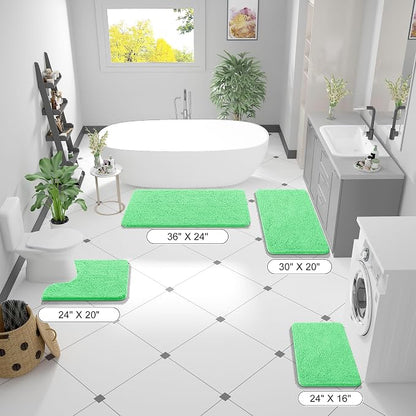 OLANLY Small Bathroom Rugs 24x16, Extra Soft Absorbent Chenille Bath Rugs, Rubber Backing Quick Dry, Machine Washable Bath Mats for Bathroom Floor, Tub and Shower, Home Decor Accessories, Mint Green