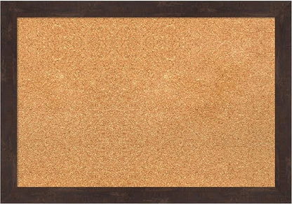 Amanti Art Natural Cork Board for Wall, 19x27 Vision Board with Brown Wood Frame, Medium Corkboard Office Decor for Home Organization, Rustic Farmhouse Corkboard Pinboard to display items for home