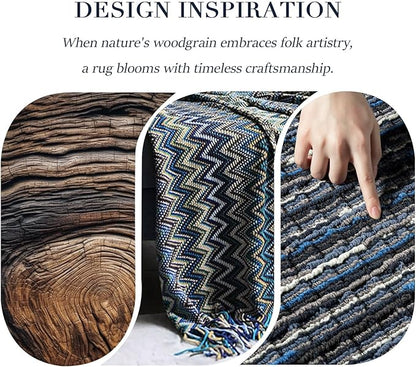 Kitchen Rugs Sets of 2-Non Slip Kitchen Mats for Floor-Thick Stain Resistant Vintage Kitchen Floor Mat Runner Carpet for Hallways Entryway Laundry Room Washable（Navy Blue 20"x47"+20"x32"）