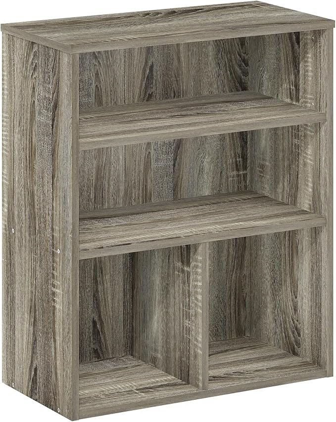 Furinno PASIR Book Shelf, 3-Tier Display Bookshelf, Bookcase, 11.8 x 23.6 x 28.1, for Living Room, Bedroom, Home Office, French Oak