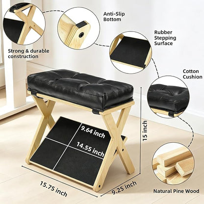 Foot Rest Under Desk at Work, Under Desk Footrest with Double Step Wooden Ergonomic Design, Non-Slip EVA Surface, Office Foot Stool for Posture Support, Leg Relief, Home Office & Gaming