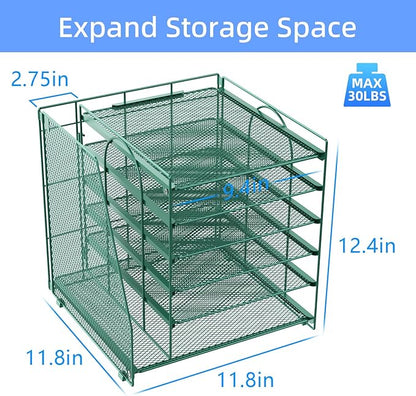 gianotter 6-Tier Paper Organizer With Magazine Holder, Desk Organizers and Accessories, Desk Accessories & Workspace Organizers, File Organizer for Office Supplies Storag (Green, 6-Tier)